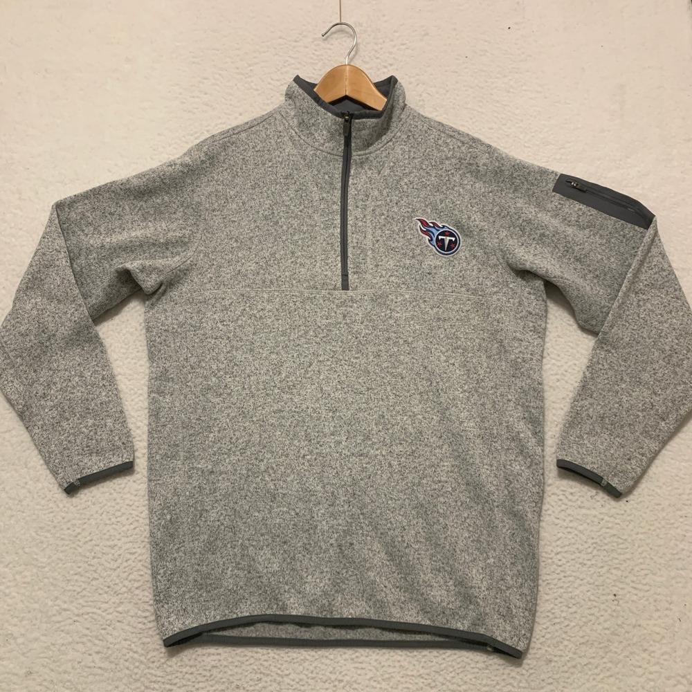 Antigua Tennessee Titans 1/4 Zip Fleece Pullover Mens Large NFL Gray 101184